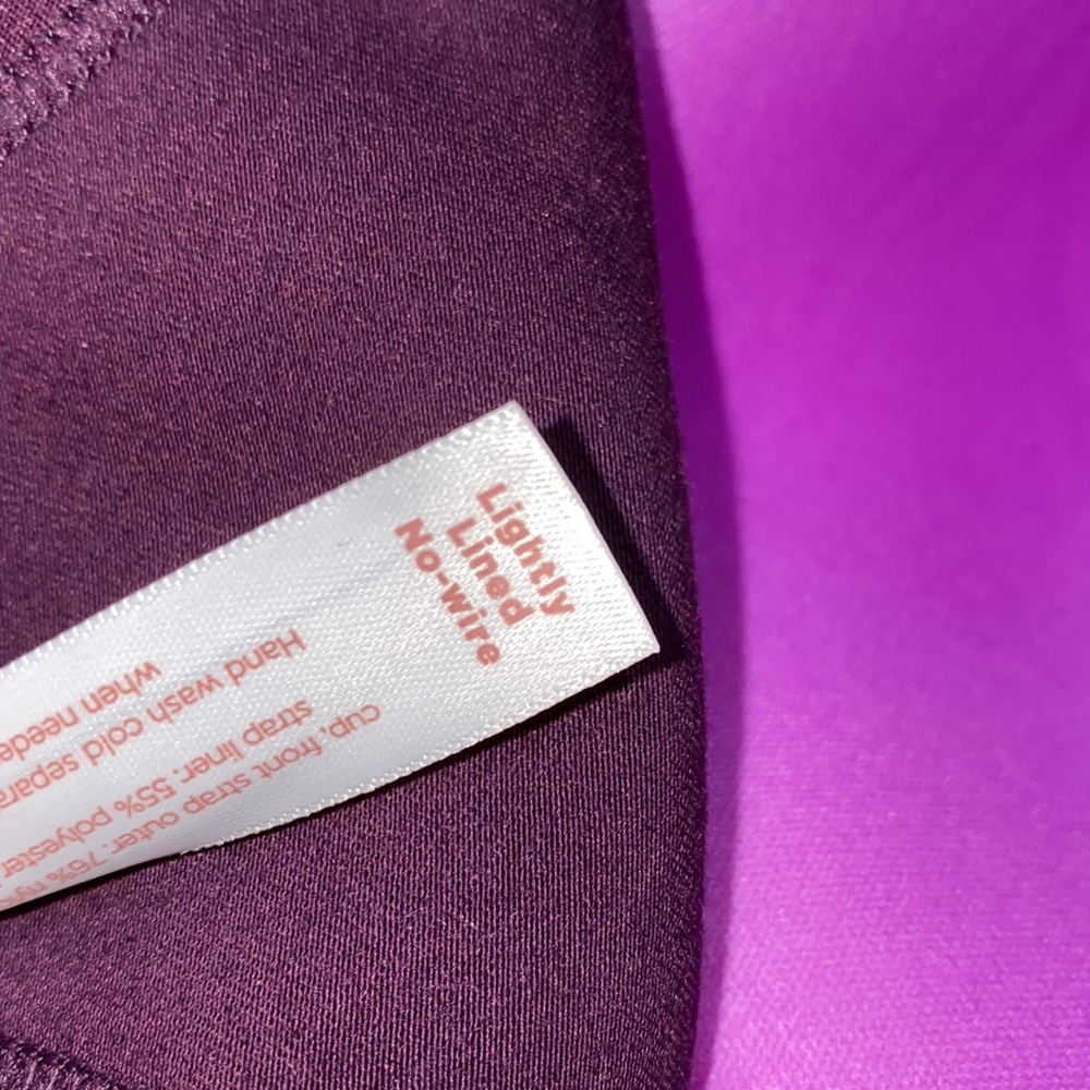 Cacique 46D Cotton lightly line no wire bra eggplant purple Star lace - Picture 8 of 8